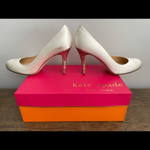 NEW Kate Spade Glitter Heels in Ivory and Platinum, 8.5 - Picture 7 of 9